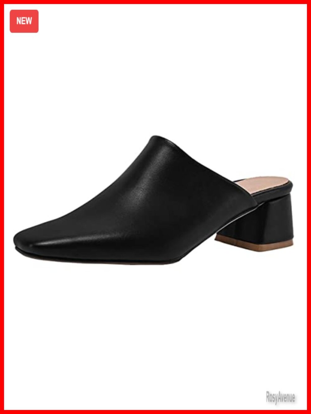 Women's Square Toe Chunky Heel Mules Slip On Backless Slide Pumps